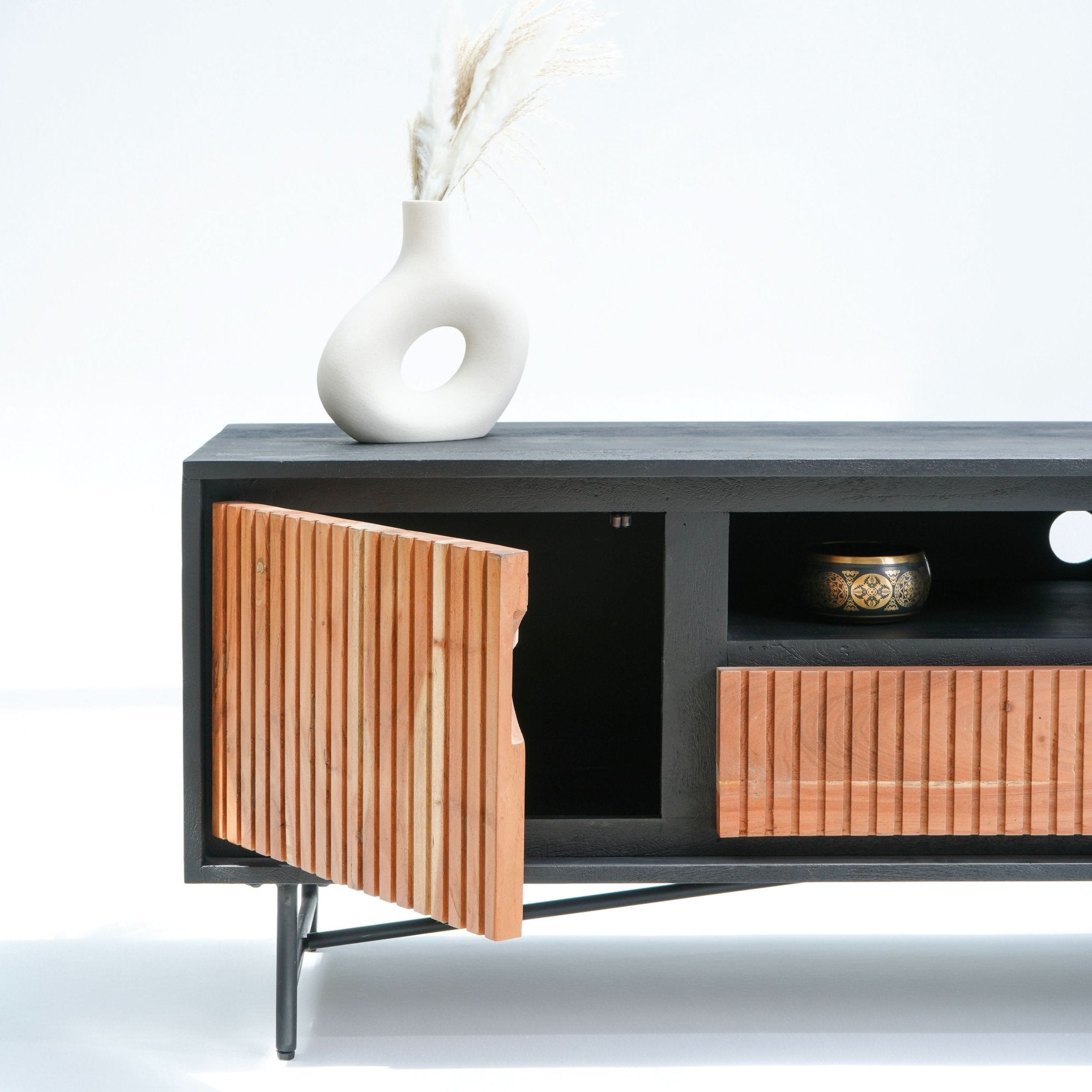 FLORENCE ACACIA TWO DOOR TWO DRAWER TV STAND - Art and craft furniture