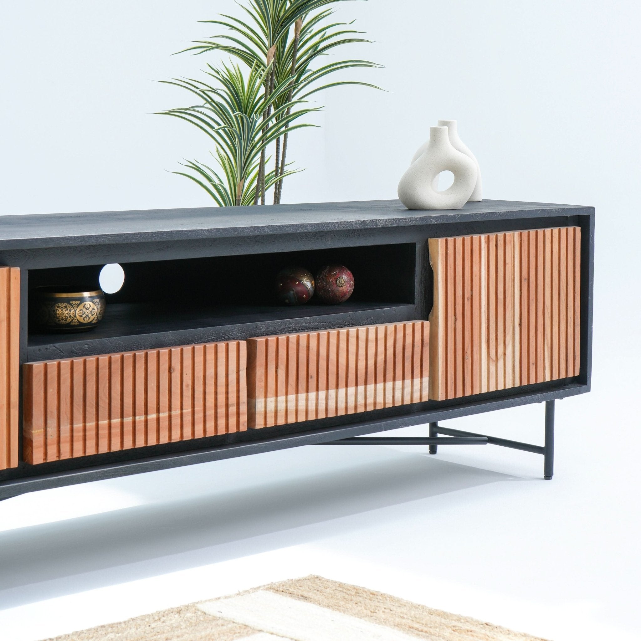 FLORENCE ACACIA TWO DOOR TWO DRAWER TV STAND - Art and craft furniture