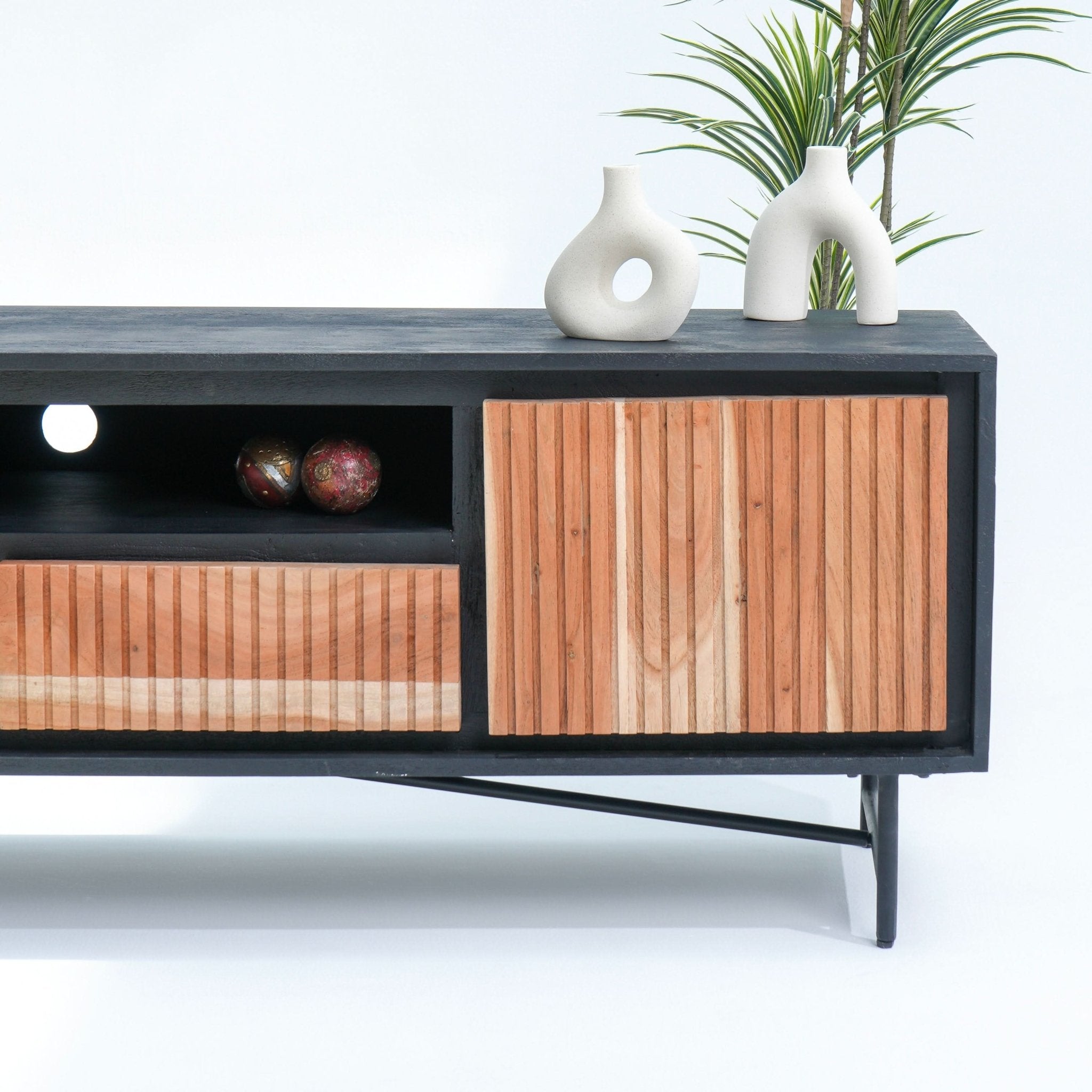 FLORENCE ACACIA TWO DOOR TWO DRAWER TV STAND - Art and craft furniture