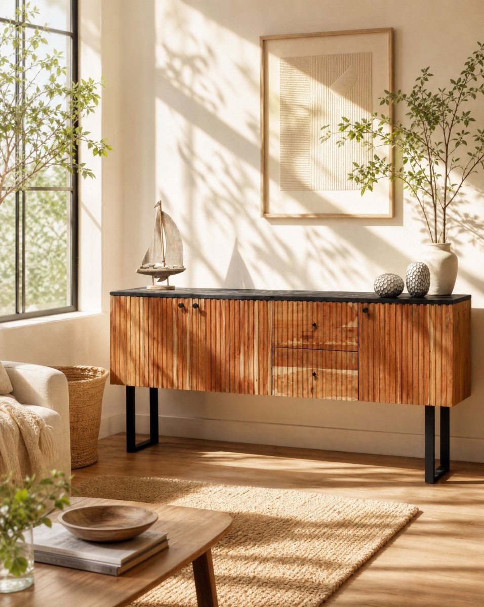 Florence Acacia Wood Lining Sideboard - Art and craft furniture
