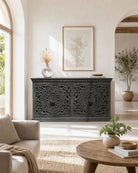 Florven Four Door Carved Sideboard - Art and craft furniture