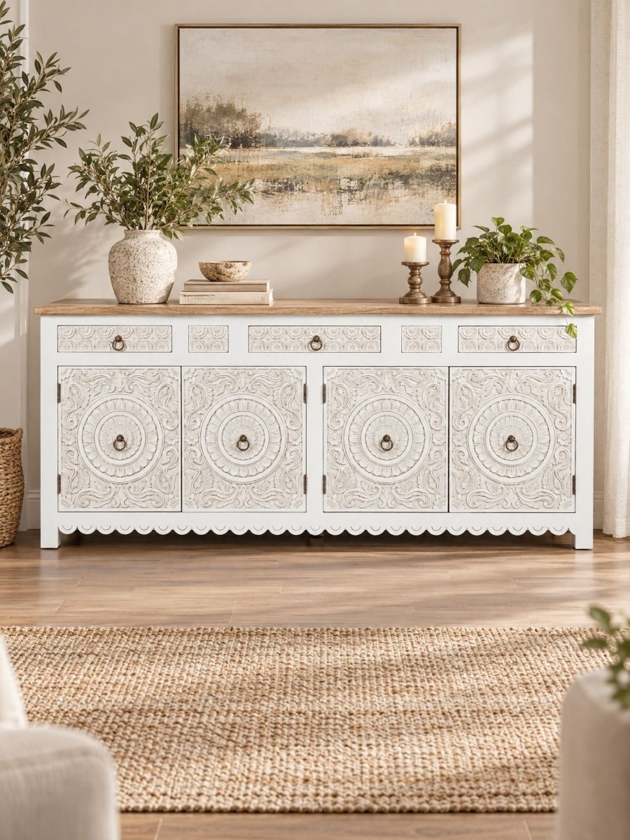 Florven Mango Wood Sideboard - Art and craft furniture