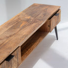FLUTELINE WOODEN TWO DRAWER TV STAND - Art and craft furniture