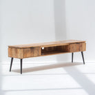 FLUTELINE WOODEN TWO DRAWER TV STAND - Art and craft furniture