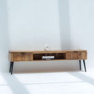 FLUTELINE WOODEN TWO DRAWER TV STAND - Art and craft furniture
