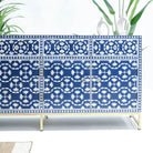 GEOMETRIC-BLUE MOTHER OF PEARL FOUR DRAWER DOOR SIDEBOARD - Art and craft furniture