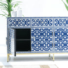 GEOMETRIC-BLUE MOTHER OF PEARL FOUR DRAWER DOOR SIDEBOARD - Art and craft furniture