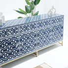 GEOMETRIC-BLUE MOTHER OF PEARL FOUR DRAWER DOOR SIDEBOARD - Art and craft furniture