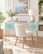 Geometric Green Inlay Desk - Art and craft furniture