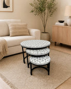 Geometric Light Grey Inlay Nesting Table - Art and craft furniture