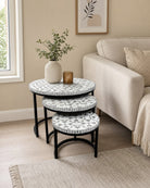 Geometric Light Grey Inlay Nesting Table - Art and craft furniture