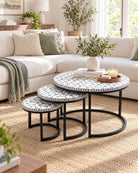 Geometric Light Grey Inlay Nesting Table - Art and craft furniture