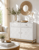 GEOMETRIC WHITE MOTHER OF PEARL SIDEBOARD - Art and craft furniture