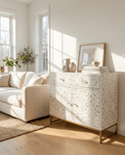 GEOMETRIC WHITE MOTHER OF PEARL SIDEBOARD - Art and craft furniture