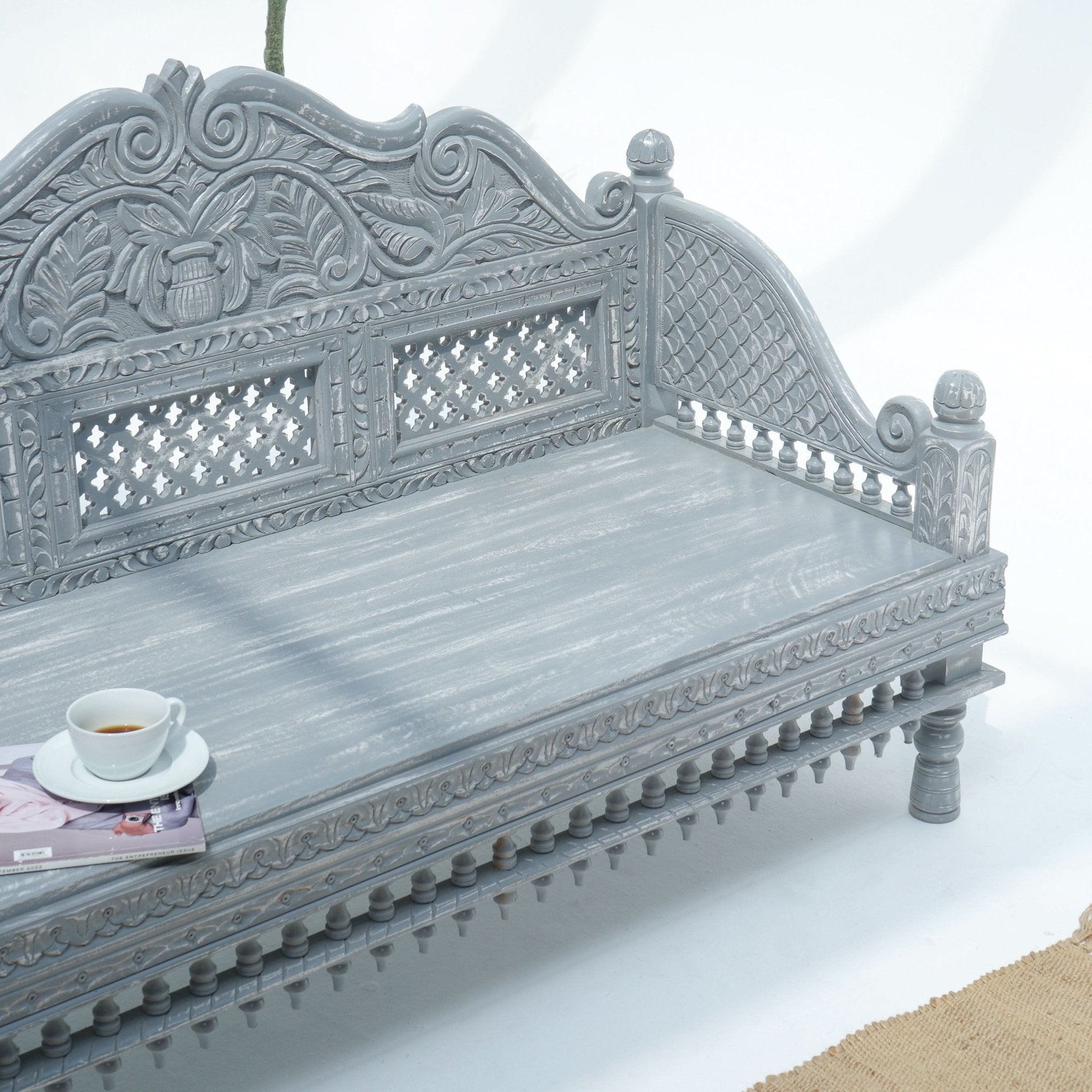 GEORGIA WOODEN CARVING SOFA - Art and craft furniture