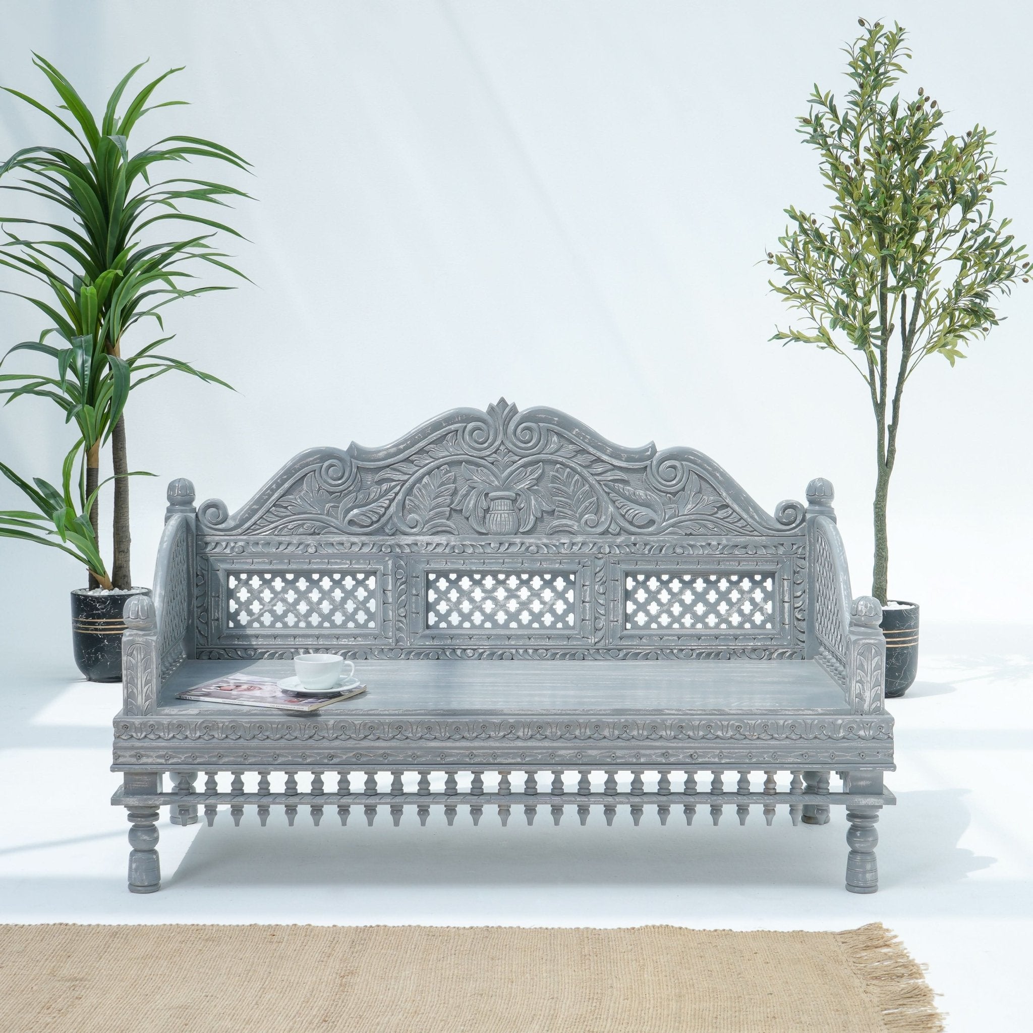 GEORGIA WOODEN CARVING SOFA - Art and craft furniture