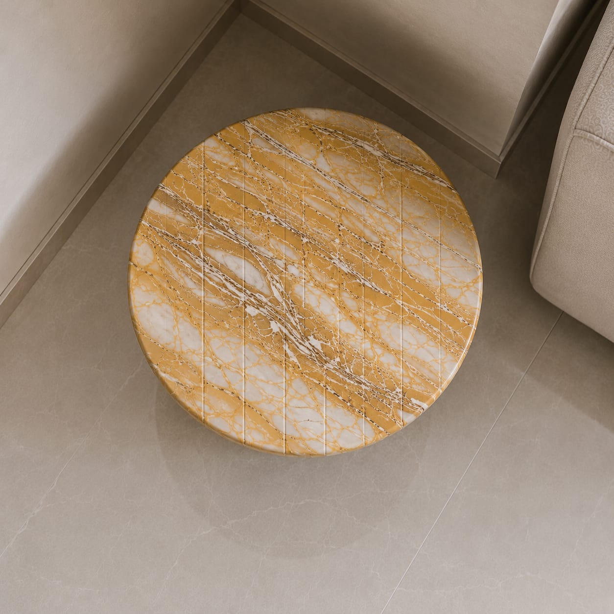 Giallo Siena Polished Marble Side Table - Art and craft furniture