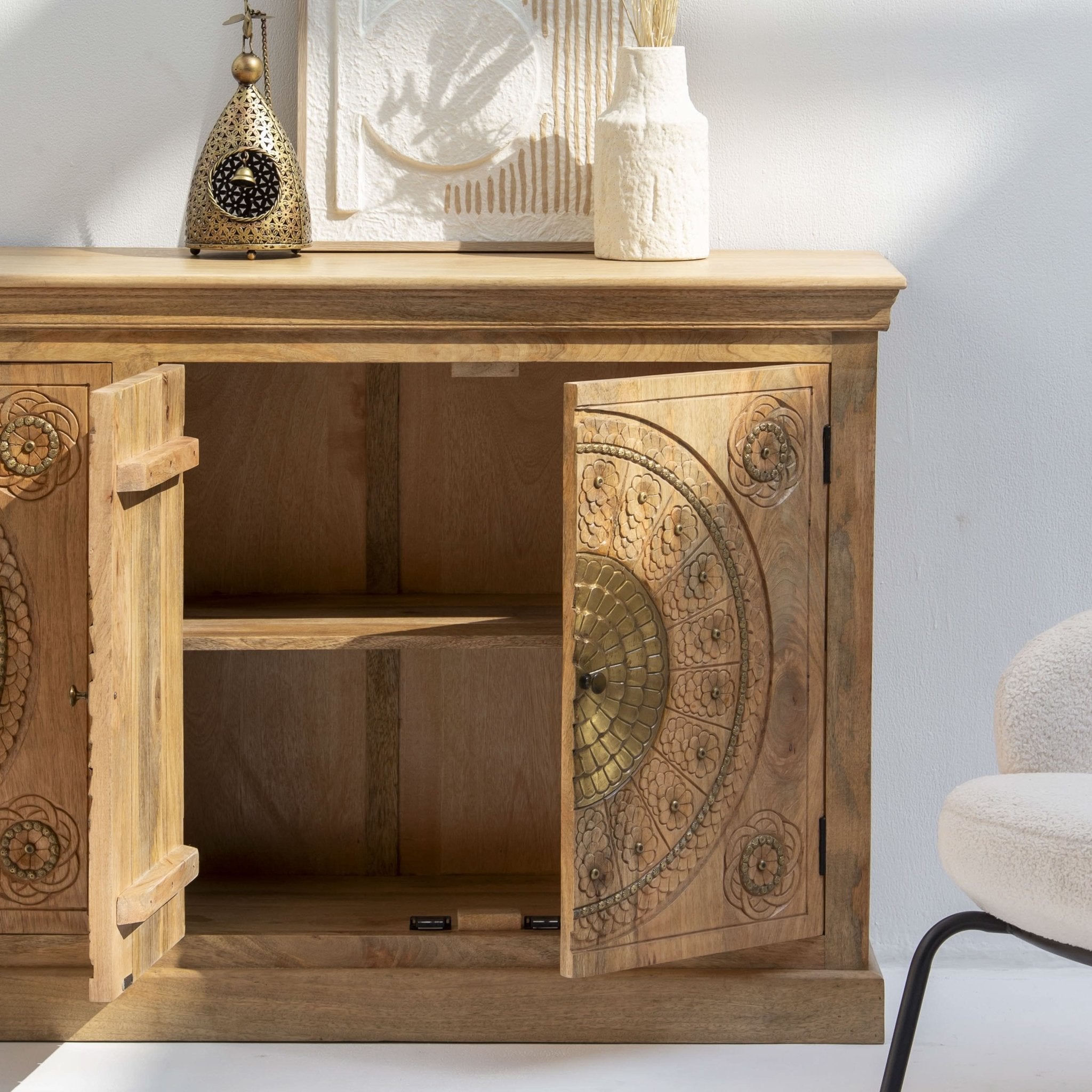 GOLD COAT WOODEN FOUR DOOR SIDEBOARD - Art and craft furniture