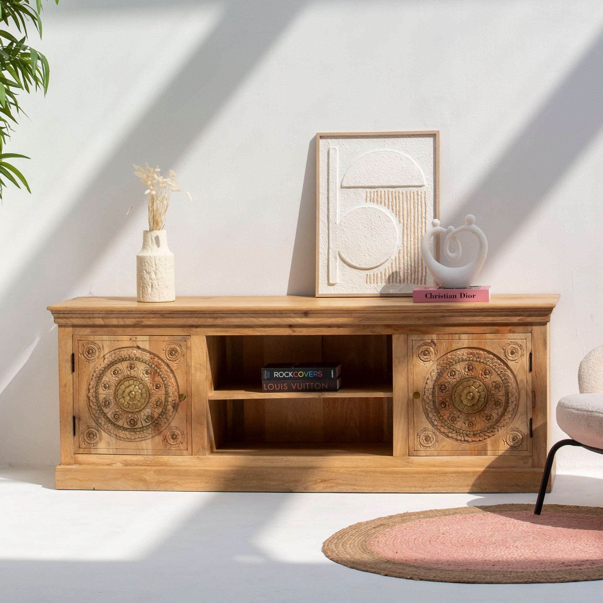 GOLD-COAT WOODEN TV STAND - Art and craft furniture