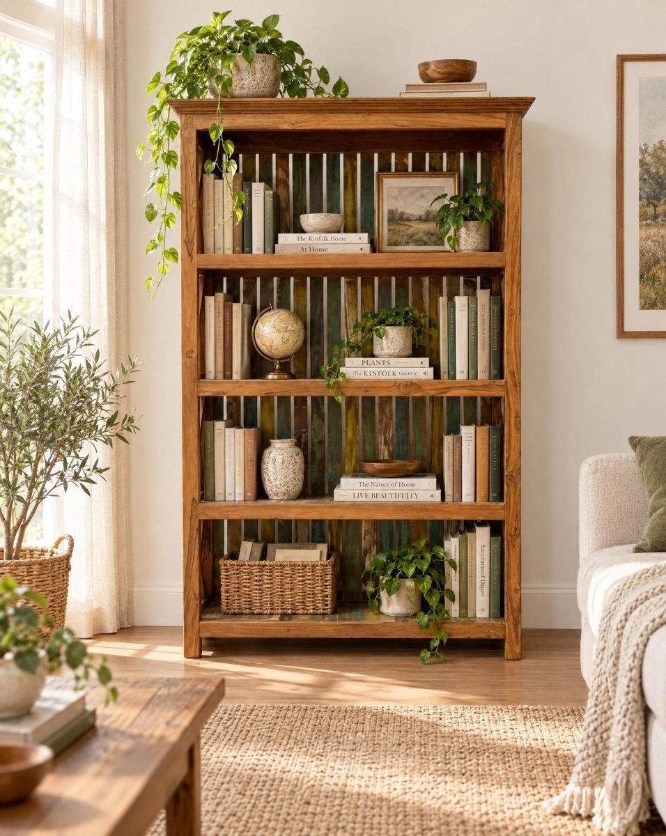 Graceful Teak Wood Bookshelf - Art and craft furniture