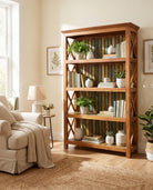 Graceful Teak Wood Bookshelf - Art and craft furniture
