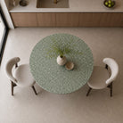 Green Quartz Round Dining Table – Polished | Hexagonal Base - Art and craft furniture