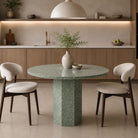 Green Quartz Round Dining Table – Polished | Hexagonal Base - Art and craft furniture