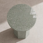 Green Quartz Side Table – Polished Finish | Hexagonal Base - Art and craft furniture