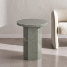 Green Quartz Side Table – Polished Finish | Hexagonal Base - Art and craft furniture