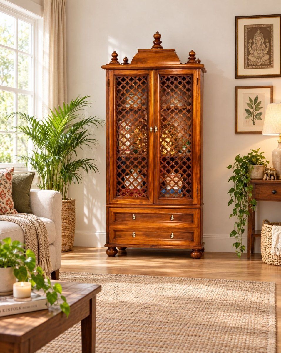 Hand Carved Wooden Temple - Art and craft furniture