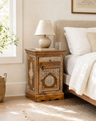 Hand Painted Wooden Bed side table - Art and craft furniture