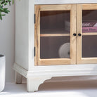 HAVELI WOODEN GLASS CARVING CABINET - Art and craft furniture
