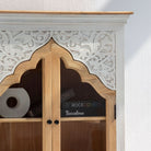 HAVELI WOODEN GLASS CARVING CABINET - Art and craft furniture