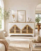 Haveli Wooden Glass Craving Sideboard - Art and craft furniture