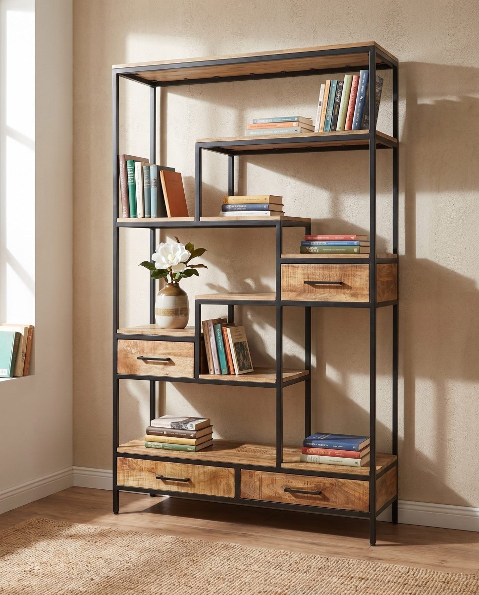 Industrial Four Drawer Bookshelf - Art and craft furniture