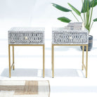 Inlay Light Grey Bedside Table - Art and craft furniture