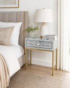 Inlay Light Grey Bedside Table - Art and craft furniture