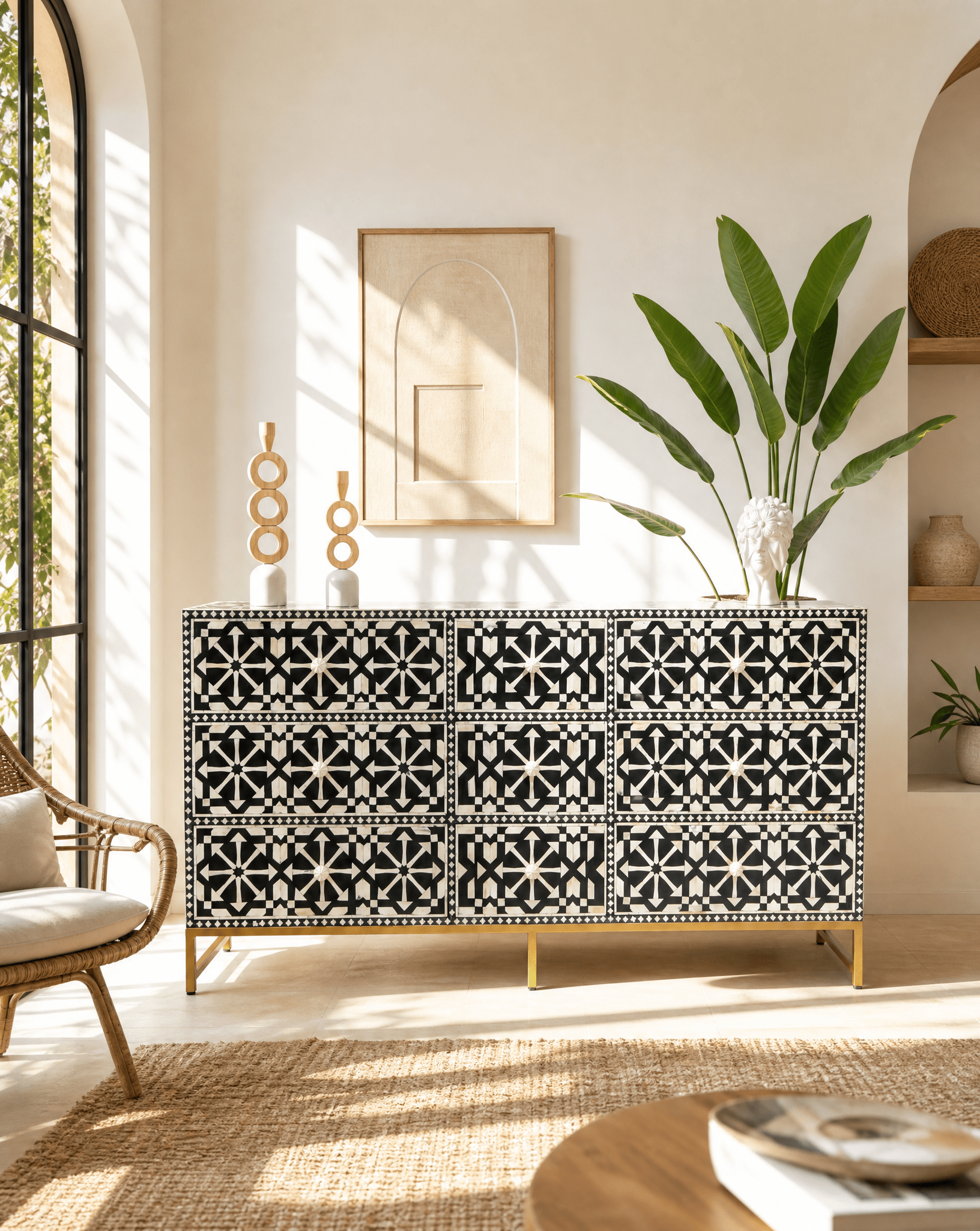 INLAY NINE DRAWER CHEST OF DRAWER - Art and craft furniture
