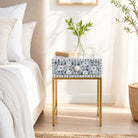 Inlay Sky Blue Nightstand - Art and craft furniture