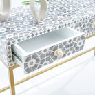 INLAY THREE DRAWER GREY CONSOLE - Art and craft furniture