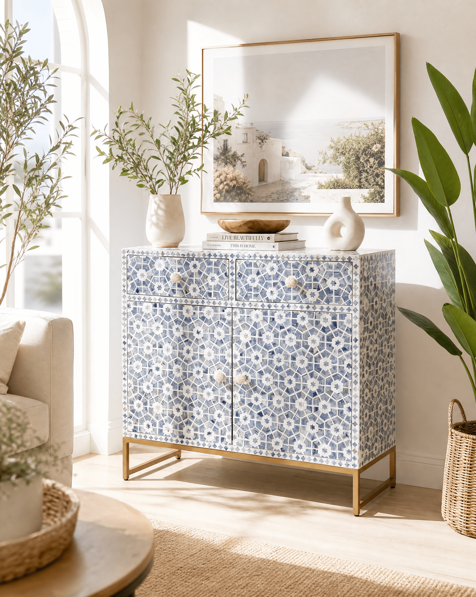INLAY TWO DRAWER SIDEBOARD - Art and craft furniture