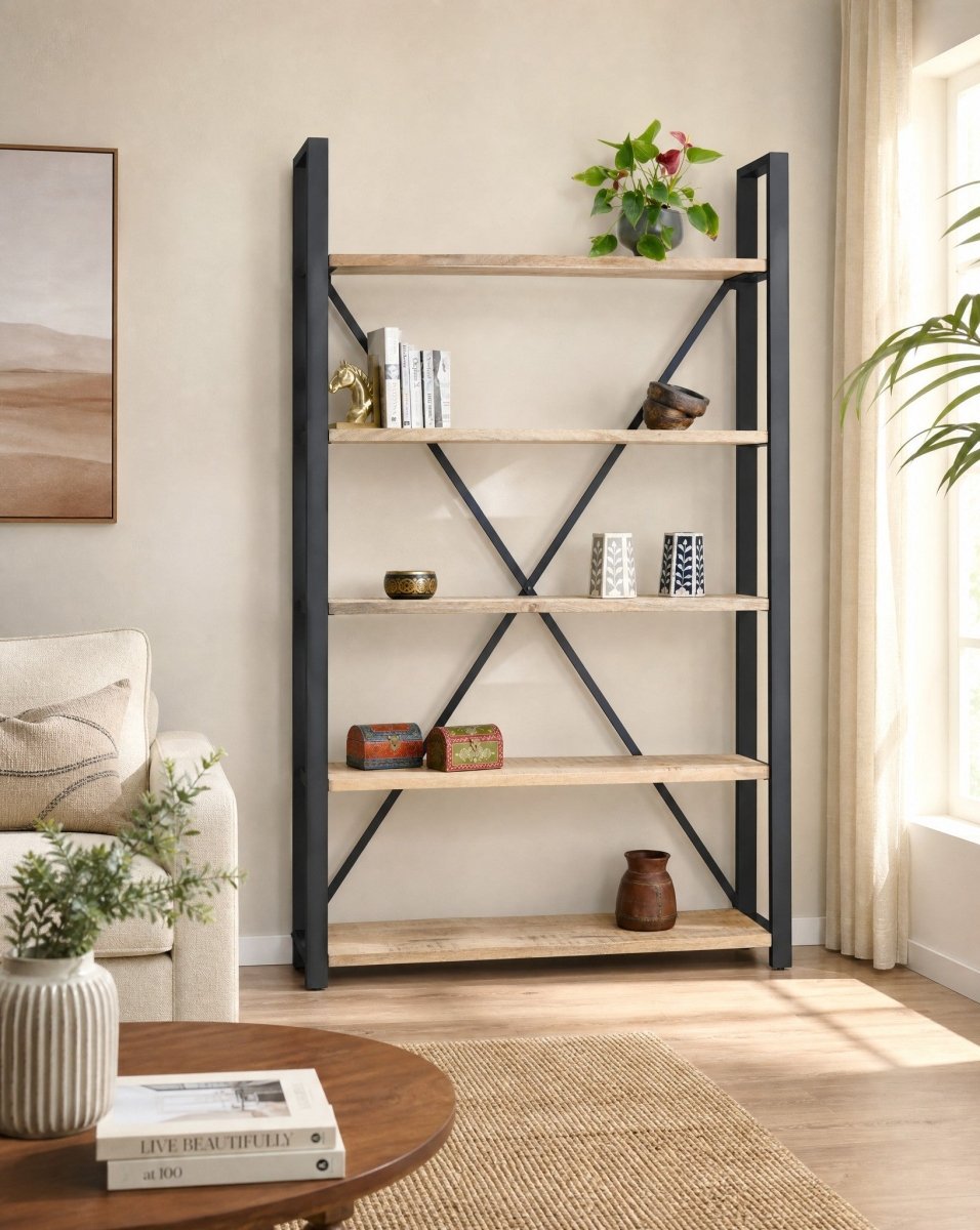 Ironix Black Metal Bookshelf - Art and craft furniture