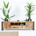 IRONIX INDUSTRIAL MANGO WOOD TV STAND - Art and craft furniture