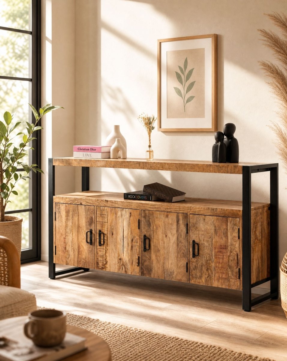 Ironix Wooden Four Door Sideboard - Art and craft furniture