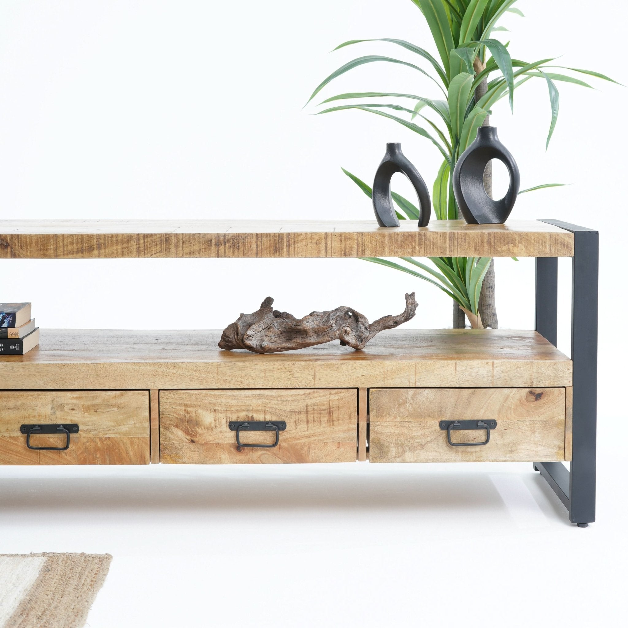 IRONIX WOODEN FOUR DRAWER TV STAND - Art and craft furniture