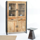 IRONIX WOODEN TWO GLASS DOOR CABINET - Art and craft furniture