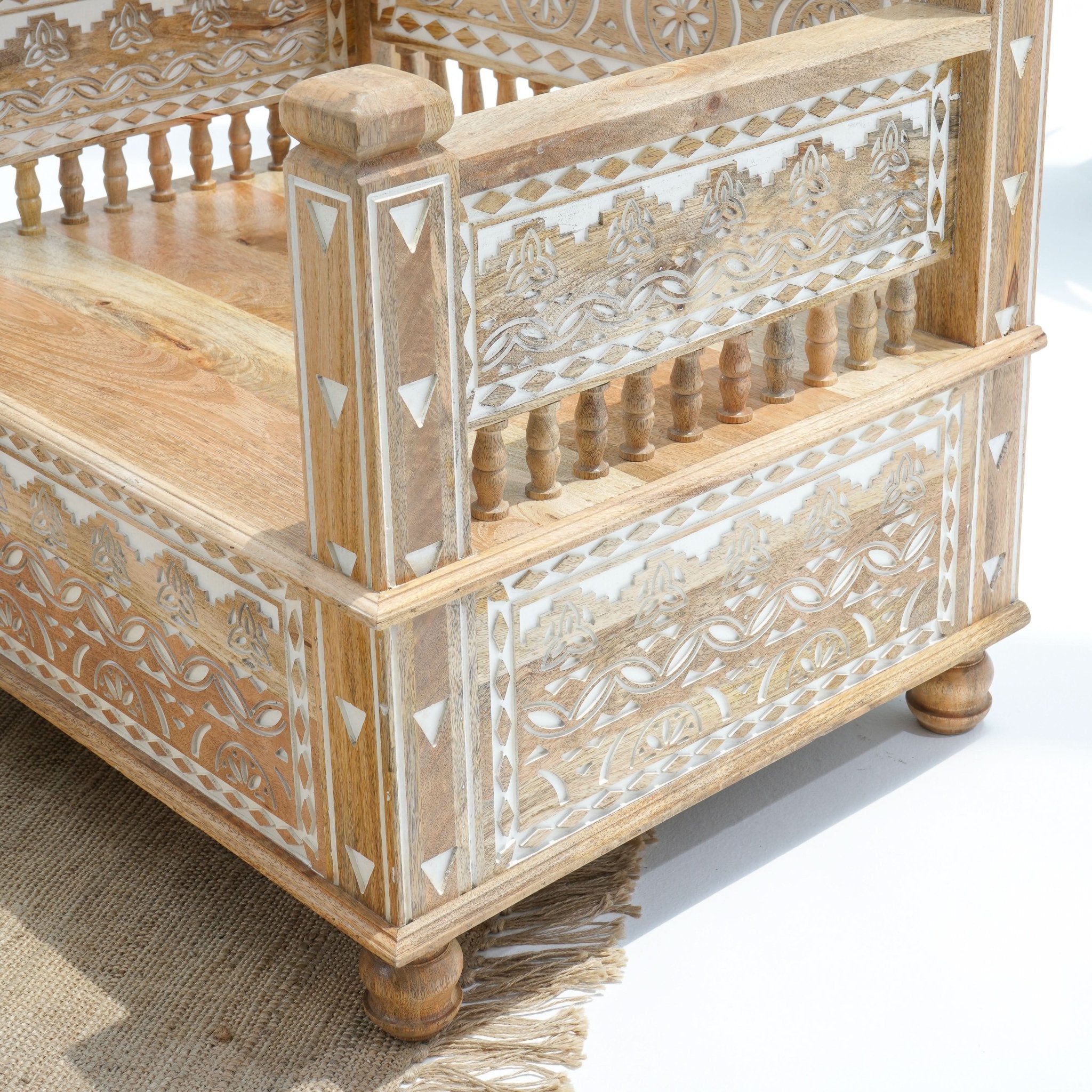 IVORY CNC DESIGN SINGLE SEATER SOFA - Art and craft furniture