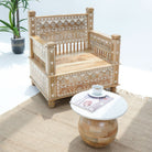 IVORY CNC DESIGN SINGLE SEATER SOFA - Art and craft furniture