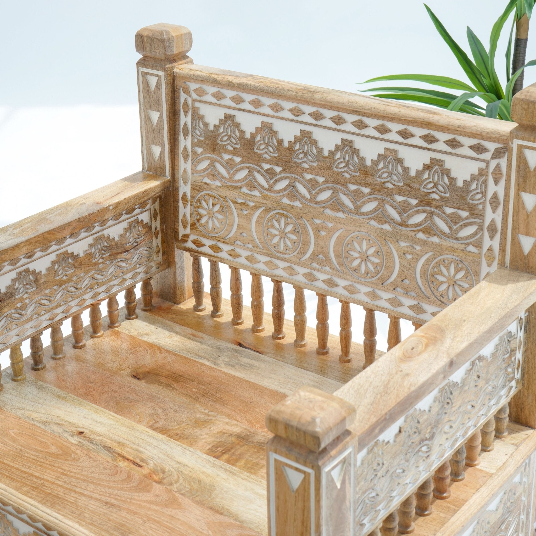 IVORY CNC DESIGN SINGLE SEATER SOFA - Art and craft furniture