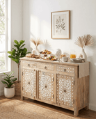 IVORY CNC DESIGN THREE DOOR THREE DRAWER SIDEBOARD - Art and craft furniture